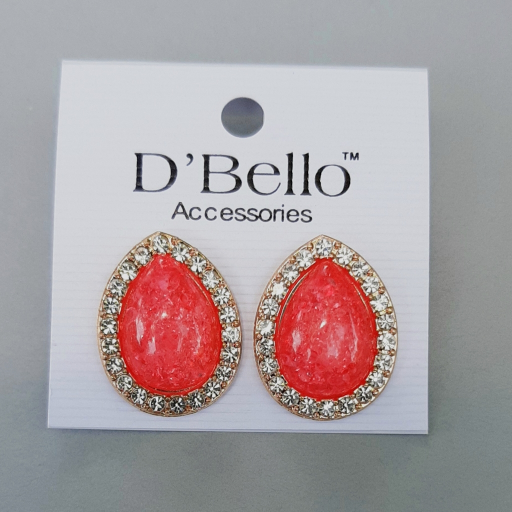 D’ Bello Accessories Nwt Pink Gem And Cz Gold Tone Pierced Earrings